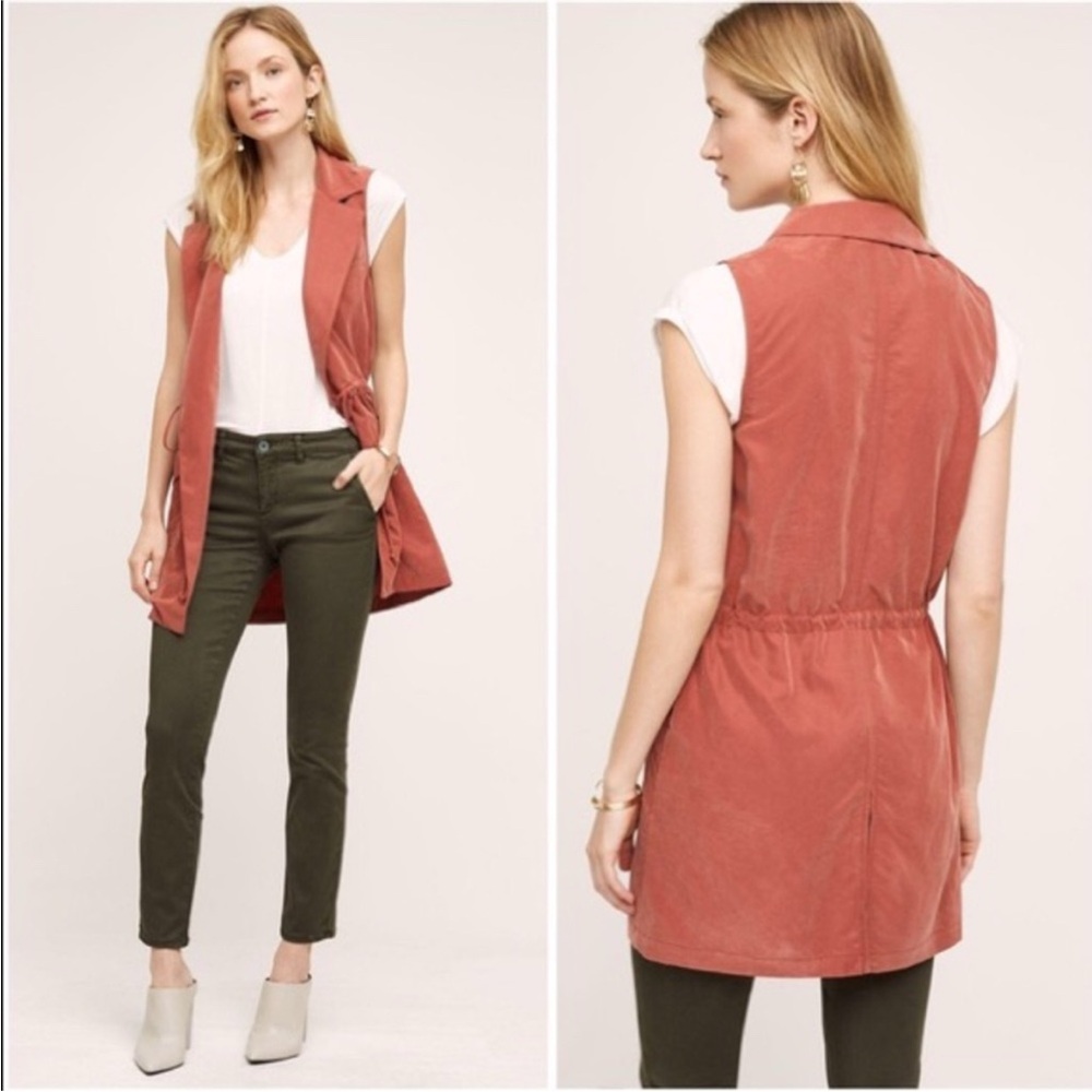 Anthropologie Elevenses Sleeveless Rust Old Town Vest Sz S